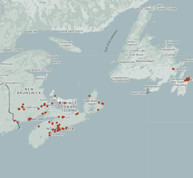 Map of Keystone funded loan locations across Atlantic Canada, Q4 2025